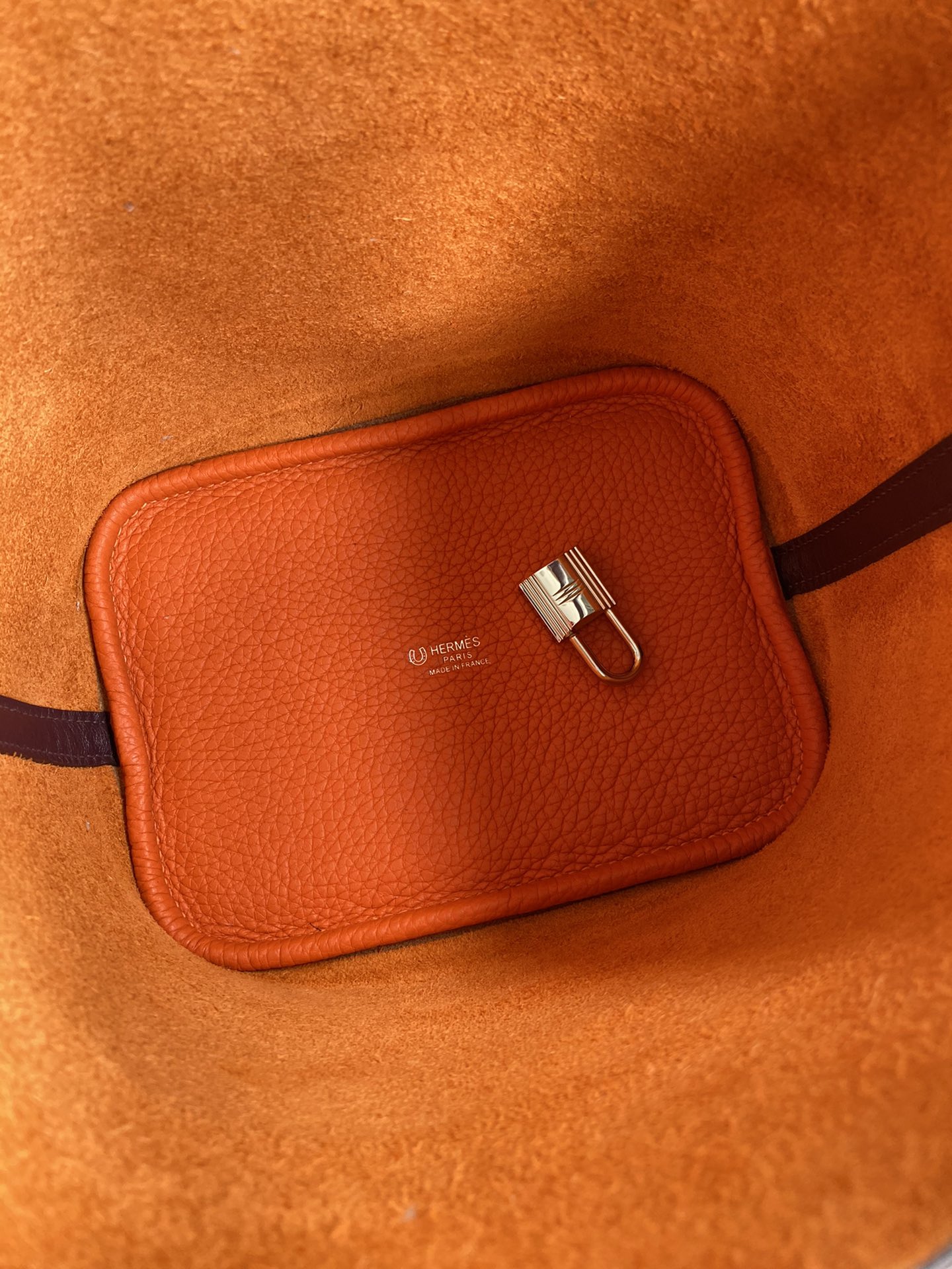 Hermes Picotin Lock 18 Bag In Orange/Bordeaux Clemence Leather